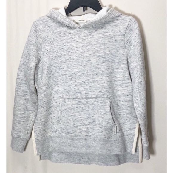 Madewell Tops - Madewell marled grey side split hoodie size M